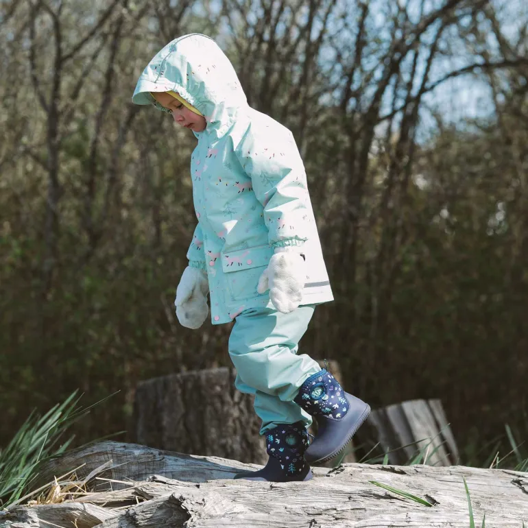 Kids Fleece Lined Rain Pants | Dusty Mint