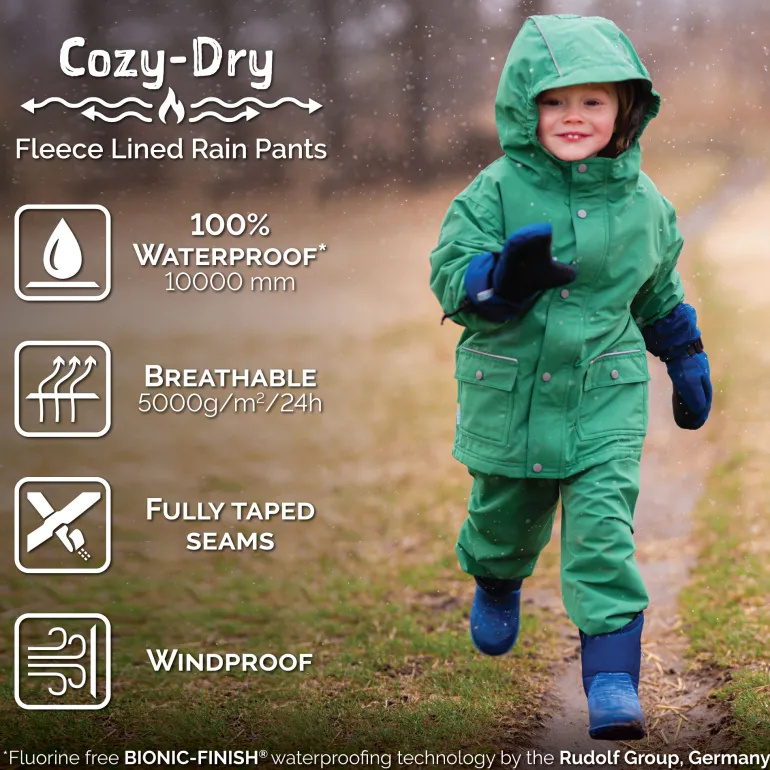 Kids Fleece Lined Rain Pants | Yellow