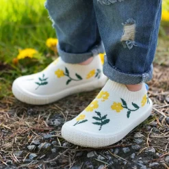 Kids Graphic Slip On Shoes | Yellow Flower