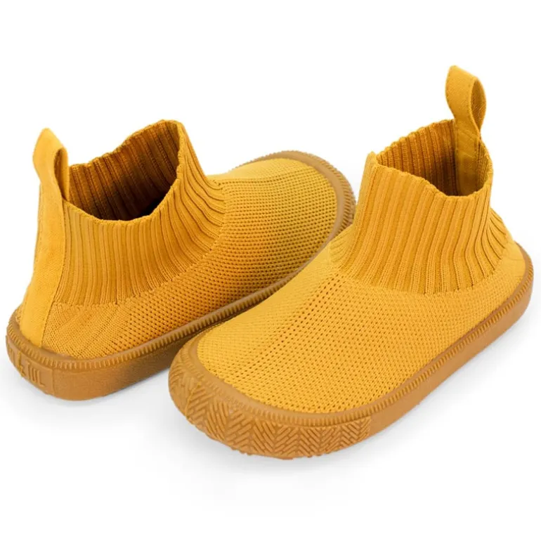 Kids High Top Knit Shoes | Mustard