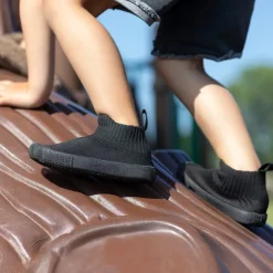Kids High Top Knit Shoes | Black