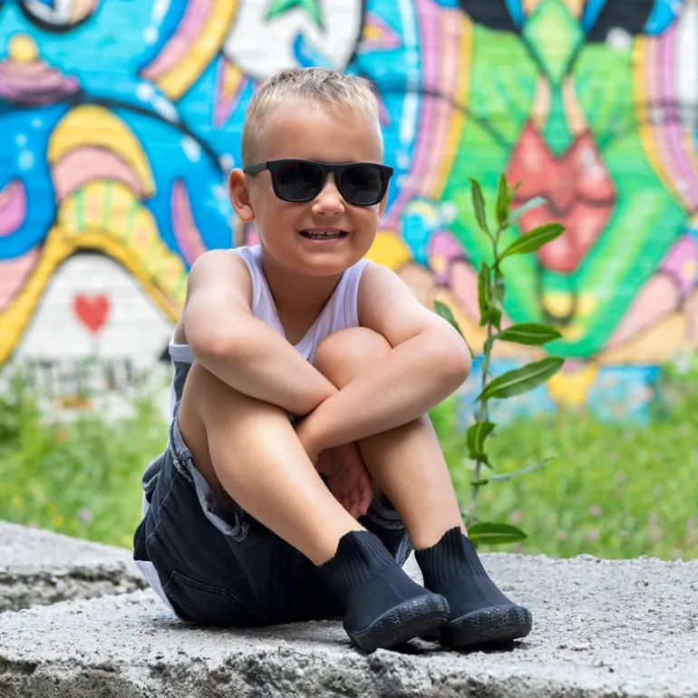 Kids High Top Knit Shoes | Black