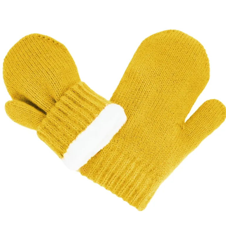 Kids Knit Mittens | Mustard