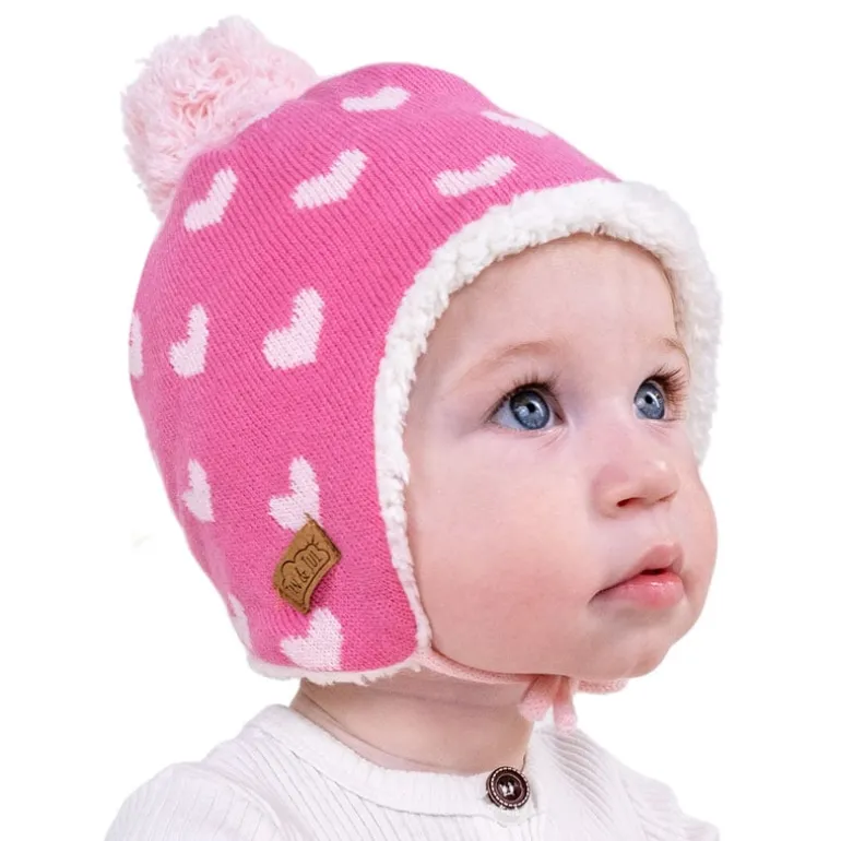 Kids Knit Winter Earflap Hats | Hearts