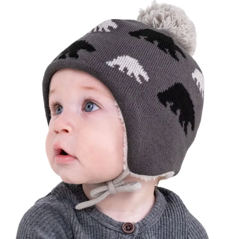 Kids Knit Winter Earflap Hats | Bear Cub