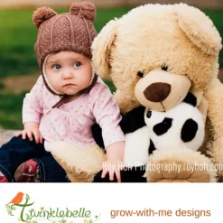 Kids Knit Winter Earflap Hats | Brown Bear