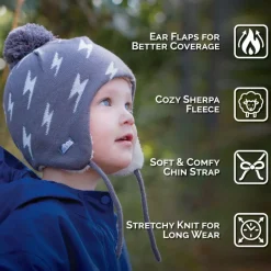 Kids Knit Winter Earflap Hats | Hearts