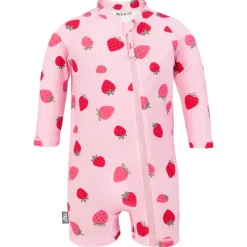 Kids One Piece UV Sun Suit | Pink Strawberry