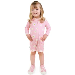 Kids One Piece UV Sun Suit | Pink Daisy