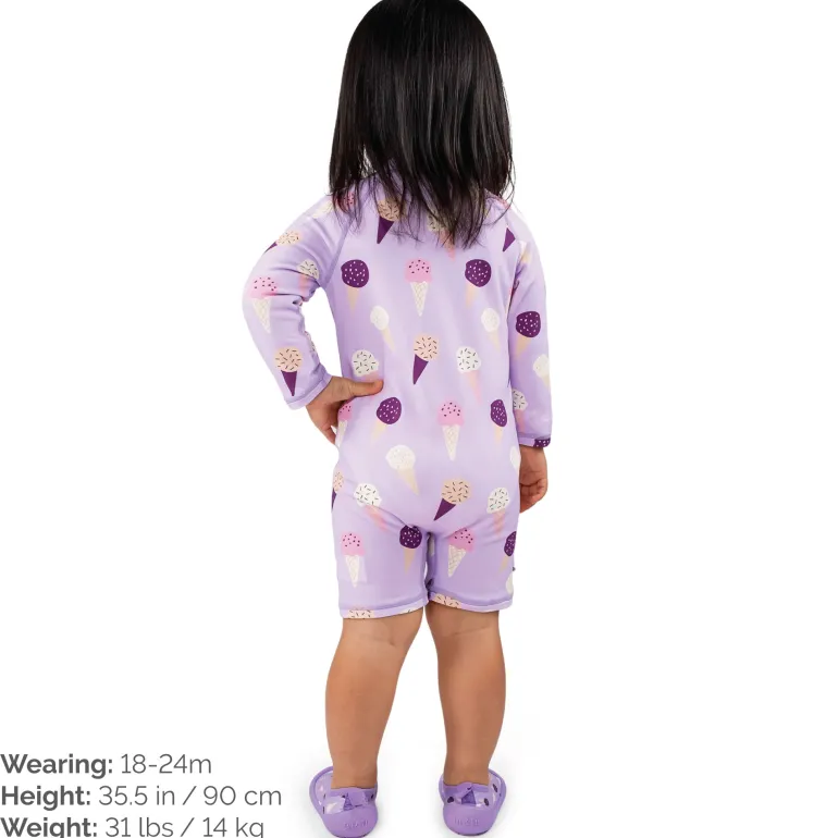 Kids One Piece UV Sun Suit | Lavender Ice Cream