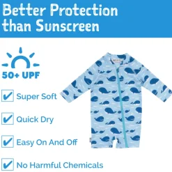 Kids One Piece UV Sun Suit | Blue Whale