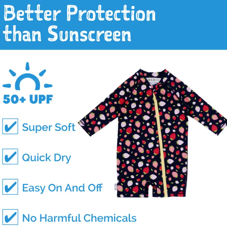 Kids One Piece UV Sun Suit | Strawberry
