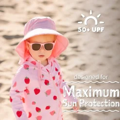 Kids One Piece UV Sun Suit | Pink Strawberry
