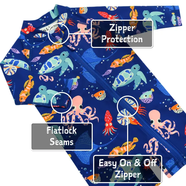 Kids One Piece UV Sun Suit | Sea Friends