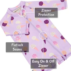 Kids One Piece UV Sun Suit | Lavender Ice Cream