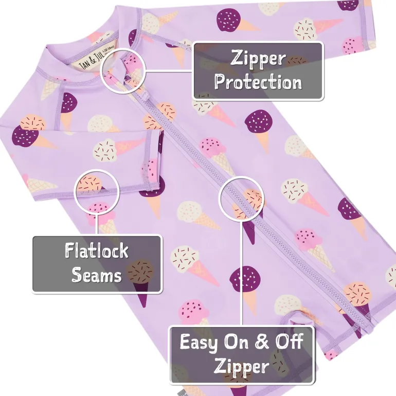 Kids One Piece UV Sun Suit | Lavender Ice Cream