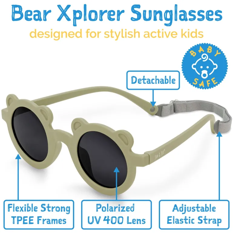 Kids Polarized Bear Sunglasses | Olive Khaki
