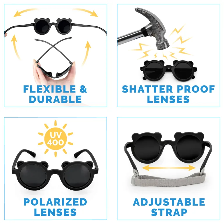 Kids Polarized Bear Sunglasses | Black