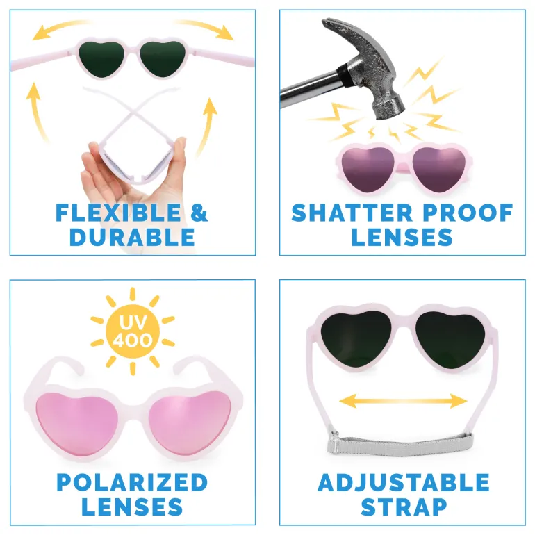 Kids Polarized Heart Sunglasses | Frosty Lavender