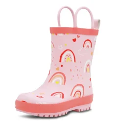Kids Rubber Rain Boots | Pink Rainbow