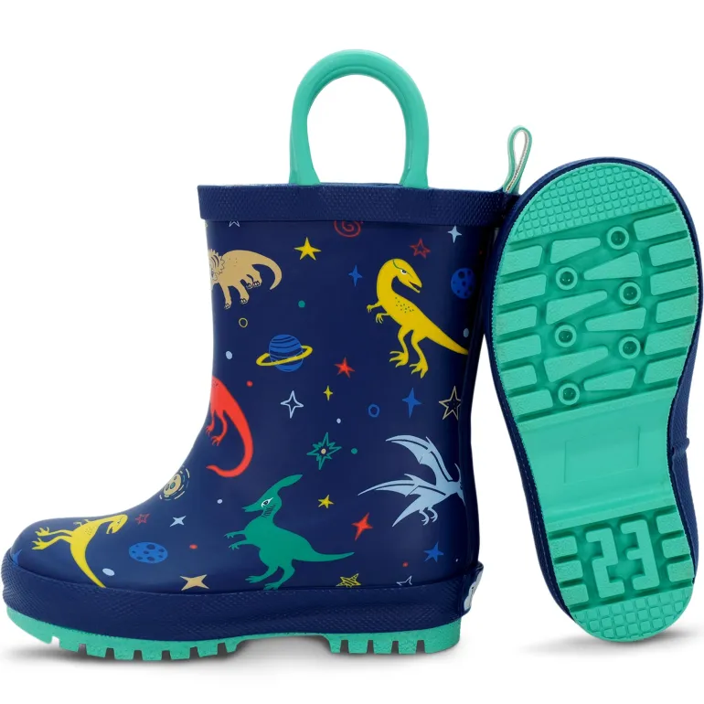 Kids Rubber Rain Boots | Space Dinos