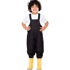 Kids Single Layer Rain Overalls | Black