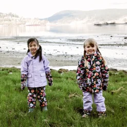 Kids Single Layer Rain Pants | Winter Flowers