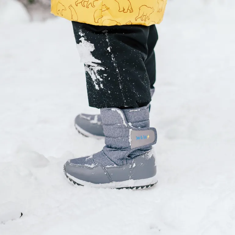 Kids Tall Puffy Winter Boots | Heather Grey
