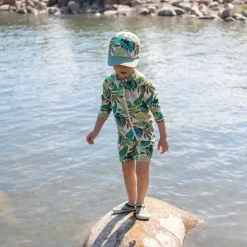 Kids UV Baseball Caps | Green Tropical