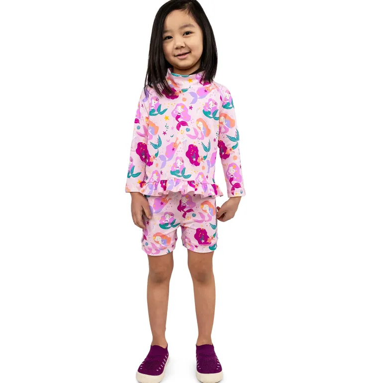 Kids UV Rashguard Set | Pink Mermaid