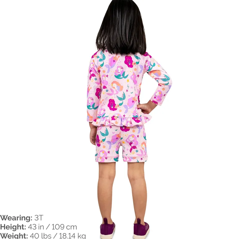 Kids UV Rashguard Set | Pink Mermaid