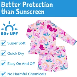 Kids UV Rashguard Set | Pink Mermaid