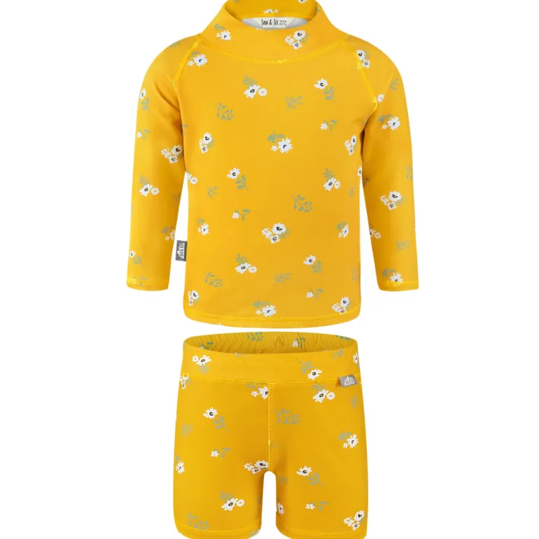 Kids UV Rashguard Set | Yellow Flower