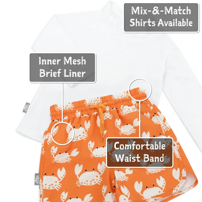 Kids UV Swim Shorts | Crabby Crab