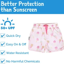 Kids UV Swim Shorts | Pink Ice Cream