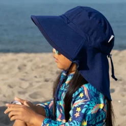 Kids Water Repellent Adventure Hats | Navy with Navy Trim