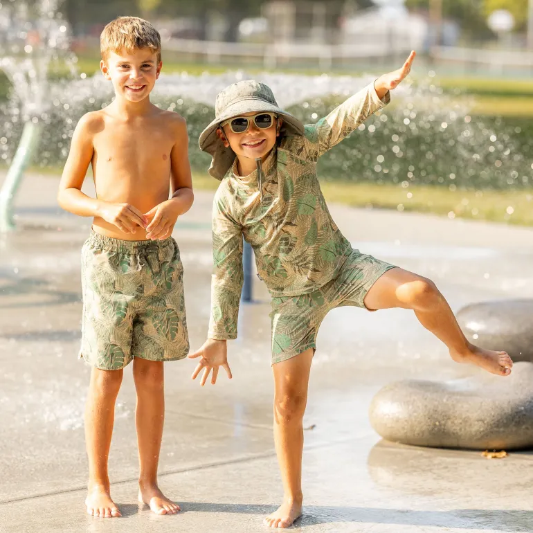 Kids Water Repellent Adventure Hats | Army Green