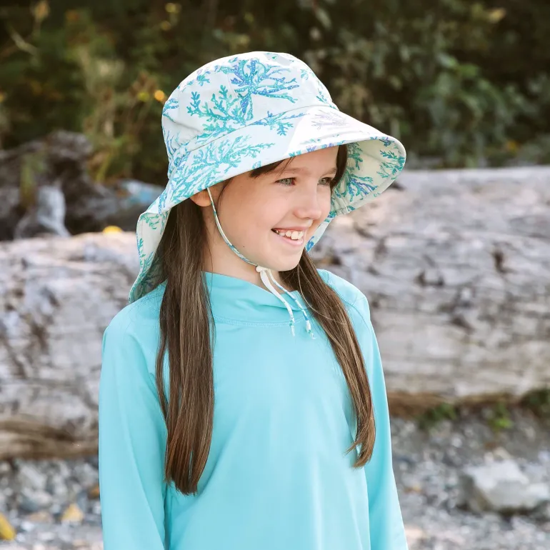 Kids Water Repellent Adventure Hats | Blue Coral