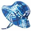 Kids Water Repellent Bucket Hats | Blue Plaid