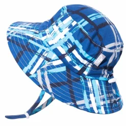 Kids Water Repellent Bucket Hats | Blue Plaid