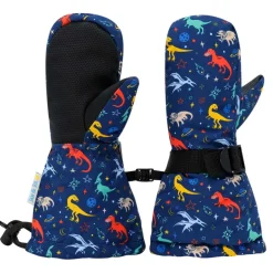 Kids Waterproof Mittens | Space Dinos