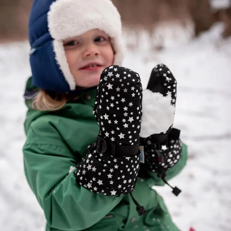 Kids Waterproof Mittens | Black Star