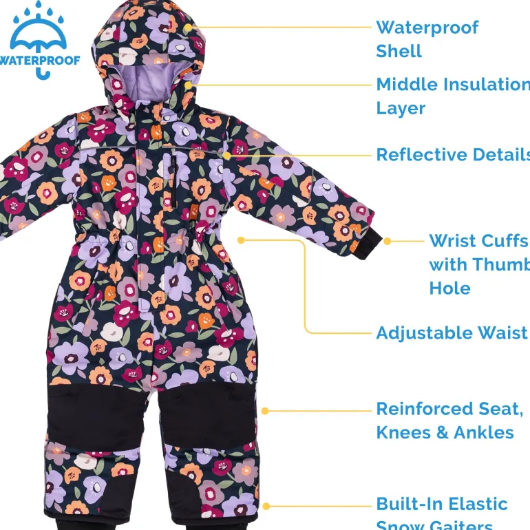 Kids Waterproof Snowsuit | Winter Flowers