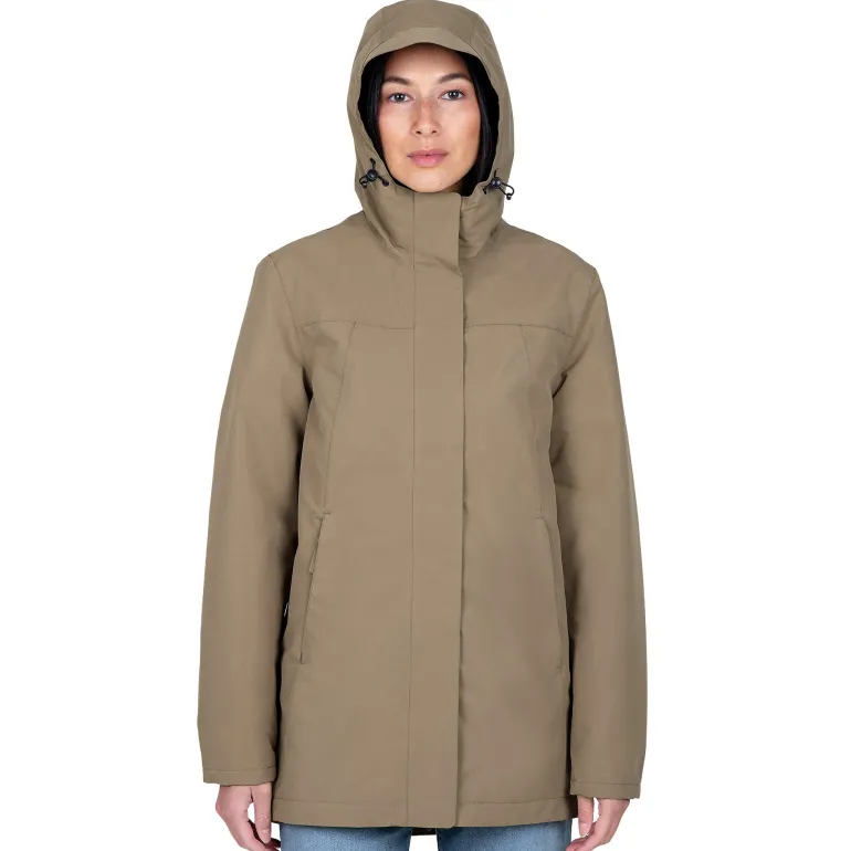 Women's Fleece Lined Rain Jacket | Earthy Khaki