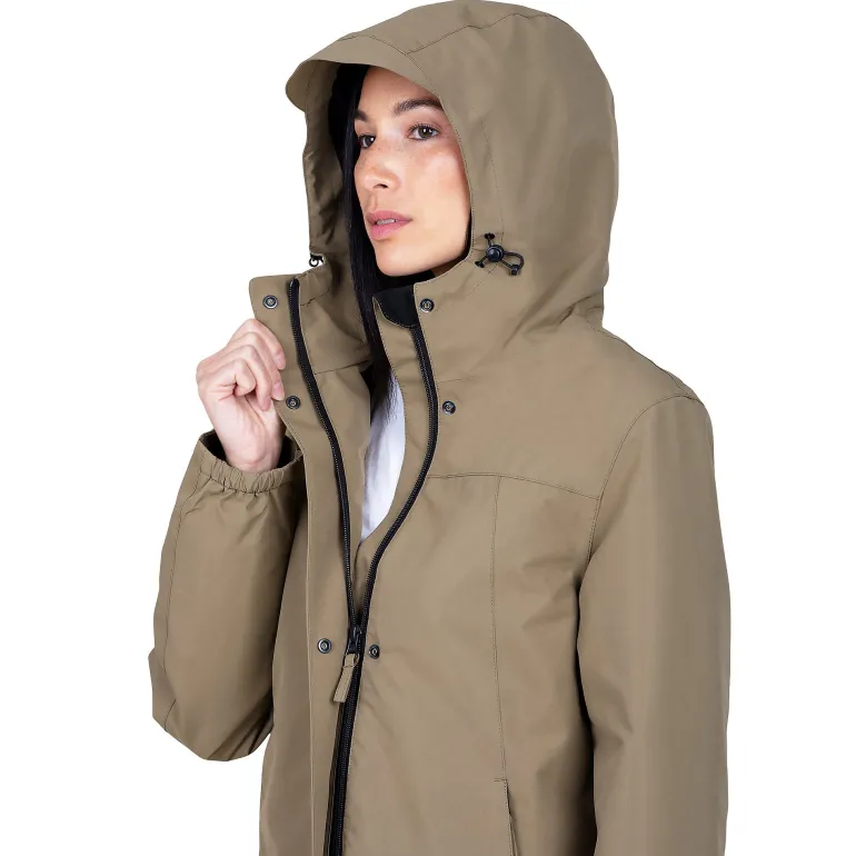 Women's Fleece Lined Rain Jacket | Earthy Khaki