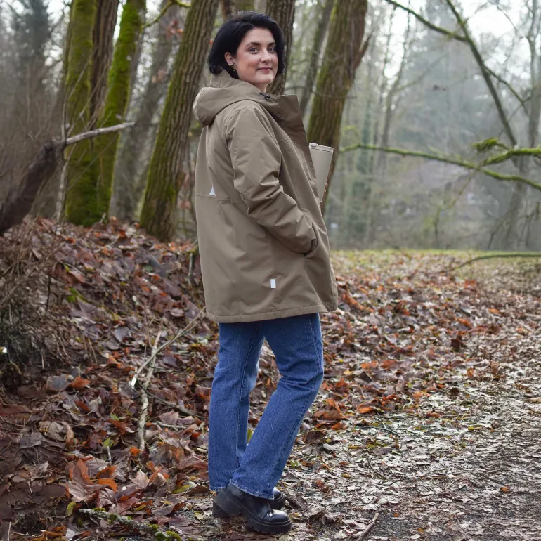 Women's Fleece Lined Rain Jacket | Earthy Khaki